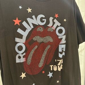 The Rolling Stones Black Tee with Red and Blue Graphic